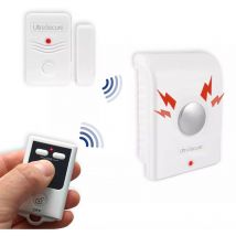 Ultra Secure - Kit compact autonome sans-fil : Sirène intérieure + détecteur d'ouverture de porte/fenêtre + télécommande (gamme bt)