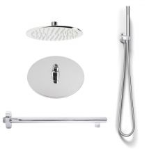 Metaform - Kit complet de douche rond 1 jet chrome en laiton et acier inox mod. Kit seven tondo