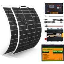 Kit complet de panneau flexible solaire 260W avec batterie lithium LiFePO4 100Ah 12V pour bateau, maison, caravane, marine - Eco-worthy