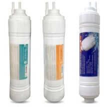 Rosmmel - Kit complet de remplacement de 3 filtres à osmose inverse double embout raccord rapide type u
