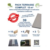 Kit complet 15 m² terrasse composite Coexprotect coloris Grege