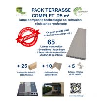 Kit complet 25 m² terrasse composite Coexprotect coloris Grege
