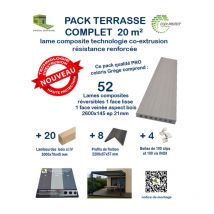 Kit complet 20 m² terrasse composite Coexprotect coloris Grege