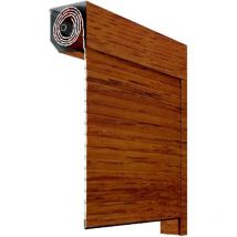 Kit complet de volet roulant en aluminium 45° avec moteur et bouton poussoir mural (2400 x 2400 mm, (Imitation Bois)