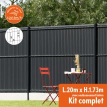 Easycloture – Kit Complet Grillage Rigide Occultant Pvc 20m – Hauteur 1m80 – Acier Galvanisé – Résistance Au Vent 120 Km/h – Gris Anthracite