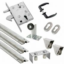 Estebro - Kit complet portail coulissant roue acier gorge u en applique Ø100x20mm + rail 9m