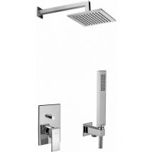 Paffoni - Kit complet pour douche, modèle carré Level KITLES015CR Chromé - Avec set de douche