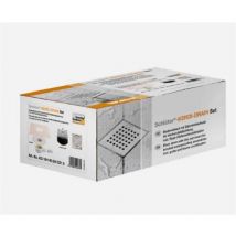 Kits complets pour évacuations de sol - sortie horizontale - Débit d'évacuation: 0,4 l/s (24 l/min).- siphon + grille/cadre design 1 avec vis