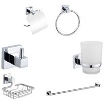 Kit completo 6 accessori bagno asta sapone wc gancio porta asciugamano 03905