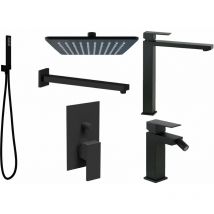 Ponsi Rubinetteria - Kit completo per bagno modello quadro in finitura nero opaco Ponsi Italia r KITITALIAR5NO
