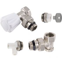 Kit de Conexión para Radiador con Grifo Manual en l + Codo de Ajuste + Purgador + Grifo de Drenaje (1/2) Noyon&thiebault