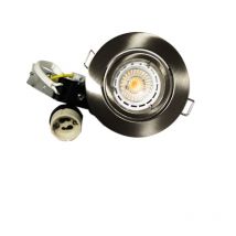 Kit compuesto por un GU10 5W, un soporte y una base led de color: Blanco cálido (2800-3200K) - Color del soporte: Metal cepillado