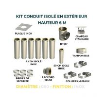 Kit conduit isole en exterieur - 6 mètres 80 - Inox