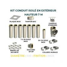 Kit conduit isole en exterieur - 7 mètres 100 - Inox