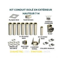 Kit conduit isole en exterieur - 7 mètres 130 - Inox