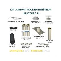 Kit conduit isole en interieur - 3 mètres 200 - Inox