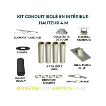 Kit conduit isole en interieur - 4 mètres 100 - Inox