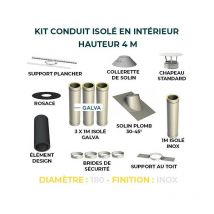 Kit conduit isole en interieur - 4 mètres 180 - Inox