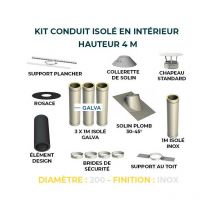 Kit conduit isole en interieur - 4 mètres 200 - Inox