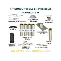 Kit conduit isole en interieur - 5 mètres 130 - Inox