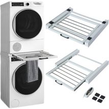 Kit Congiunzione per Lavatrici e Asciugatrici con Ripiano Stendino Estraibile