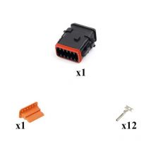 Kit connettore serie dt maschio porta femmina 12 vie CE13 Nero