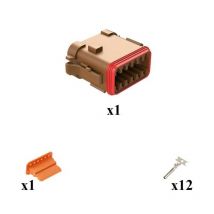 Kit connettore serie dt maschio porta femmina 12 vie EP06 Marrone
