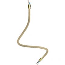 Creative Cables - Kit Creative Flex tube d'extension flexible recouvert de jute RN06 Neutre avec extrémités métalliques Bronze satiné - 60 cm