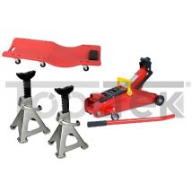 Kit cric a carrello sottoauto e coppia cavalletti 3ton