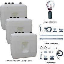 Kit cuve fioul 1000 l x 3 + Kit aspiration Roth Jauge + Kit jumelage