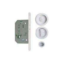 Espace Bricolage - Kit cuvettes rondes pour portes coulissantes en bois - Condamnation - Blanc