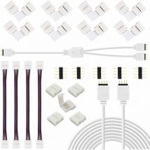 Kit d'accessoires de connecteur de bande led pour bandes led rvb 5050 à 4 broches, connecteur de bande led, distributeur de bande led, extension de