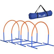 Kit d'agilité pour chien - 4 arcs d'agilité, sac de transport - plastique orange bleu
