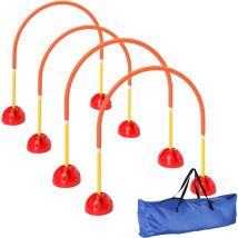 Kit d'agilité pour chien - 4 arcs d'agilité, sac de transport - plastique orange jaune rouge