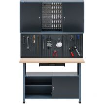 Kupper - Kit d'atelier Küpper 14135, composé d'un établi 14118 (120x84x60cm), 1 tiroir, 1 porte, charge admissible 300 kg, plan de travail en hêtre