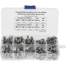Kit de 170 vis à tête creuse hexagonale en acier inoxydable M5/M6, boulons, rondelles, écrous