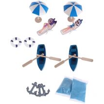 Kit de 18 ornements miniatures pour décoration de paysage, ensemble de décoration de plage océanique pour décoration de jardin de fées à faire