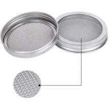 Kit de 2 Couvercle Bocal à Graines Pour 7cm Bocaux de Germination à Goulot Normal Germes Bio à la Maison Égouttoir à Bocal Pot en Acier Inox 304 pour