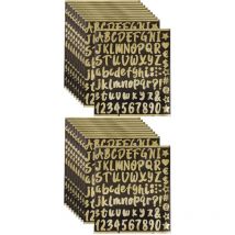 Kit de 20 feuilles de numéros de boîte aux lettres alphanumériques pour autocollants extérieurs Étiquette de lettre de l'alphabet doré