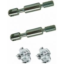 Kit de 2x Goujon d'assemblage de lit meuble diamètre 6mm x longueur 56mm 4 trous + 2x Ecrou à griffes M6 acier vis filetage direct