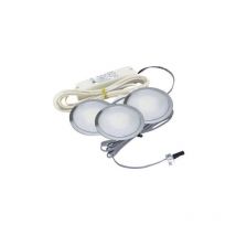 Kit de 3 spots led ronds encastrables sun - 3,5 w - Angle d'éclairage : 108° - Couleur de la lumière : Blanc neutre - Décor : Inox - Encastrement : ø