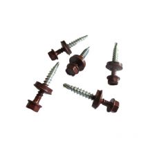Kit de 50 vis autoperceuses (4,9 x 35 mm) + 50 rondelles d'étanchéité pour panneaux tuiles facile - Coloris - Brun rouge mat, Longueur - 3.5 cm