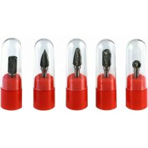 Kit de 5pcs Tige 6mm Fraises en Carbure de Tungstène Tête 10mm Doub Coupe Ensemb de Fraises Rotatives en Carbure de Tungstène pour Gravure sur Bois