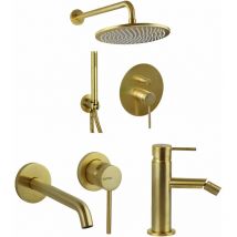 Gattoni Rubinetteria - Kit de baño completo en color oro cepillado Gattoni Easy KITEASYSG6