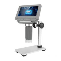 Lifcausal Microscope Vidéo hd 4,3 Pouces avec Carte tf 32 Go Loupe 1000X et Télescope 1080P, Support Métallique Réglable