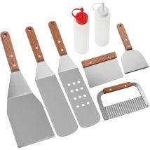 Kit de barbecue portable 8 pièces, accessoires de barbecue en acier inoxydable, ustensiles de barbecue, adaptés au camping, au jardin, à l'extérieur,