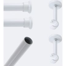 Kit de barre à rideaux 1m50 20mm - Mur - Chapeau Blanc Boulet