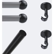 Kit de barre à rideaux 1m50 20mm - Plafond - Boule Noir Mat Boulet