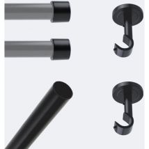 Kit de barre à rideaux 1m50 20mm - Plafond - Capuchon Noir Mat Boulet
