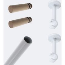 Kit de barre à rideaux 2m00 20mm - Mur - Blanc Cylindre Droit Bois Boulet